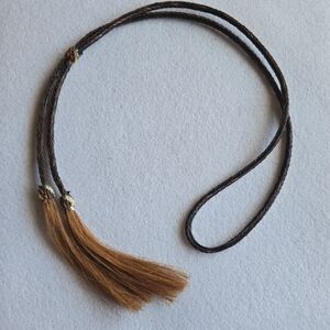Brown Horsehair Braided Bolo Tie Holder 32" Or Hatband